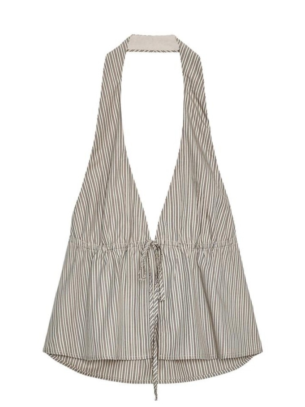 NWT Zara Striped Poplin Halter Top In Ivory - XL